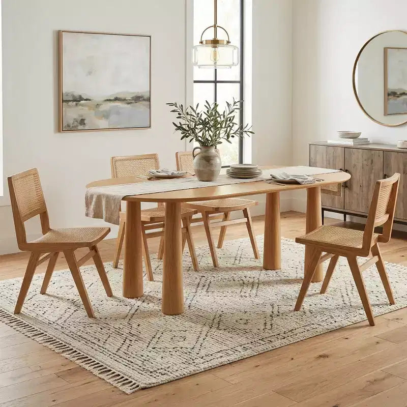Dovelina 67 Oval Wood Dining Table with 4 legs Modern Kitchen Table for 6 People