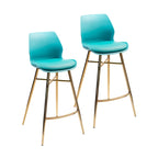 Set di 2 Sgabelli da Bar, Pelle Sintetica, Gambe Cromate Oro