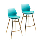 Set di 2 Sgabelli da Bar, Pelle Sintetica, Gambe Cromate Oro