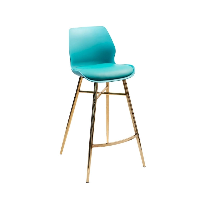 Set di 2 Sgabelli da Bar, Pelle Sintetica, Gambe Cromate Oro
