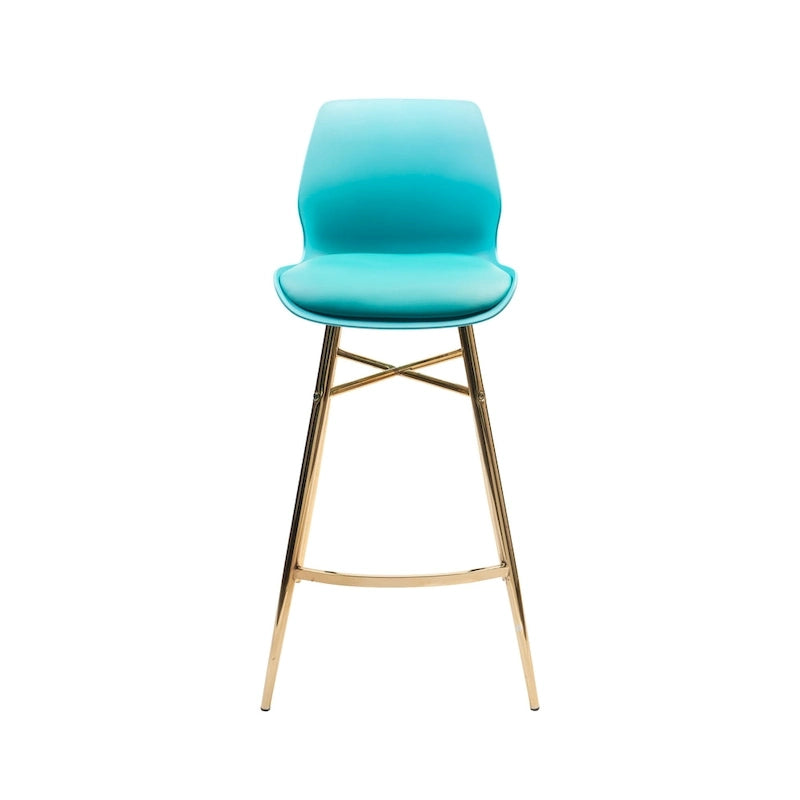Set di 2 Sgabelli da Bar, Pelle Sintetica, Gambe Cromate Oro