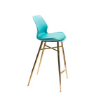 Set di 2 Sgabelli da Bar, Pelle Sintetica, Gambe Cromate Oro