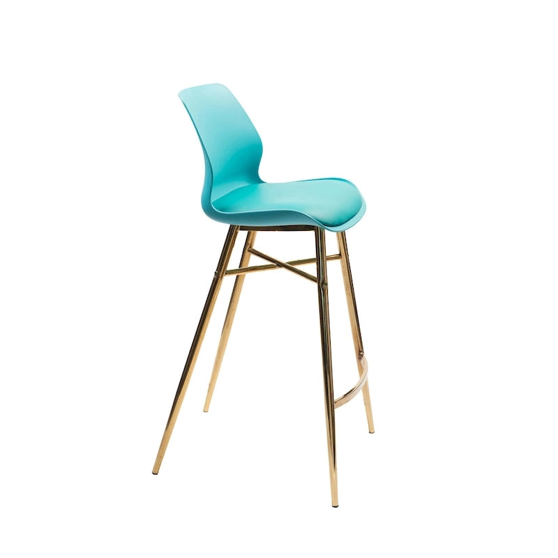 Set di 2 Sgabelli da Bar, Pelle Sintetica, Gambe Cromate Oro