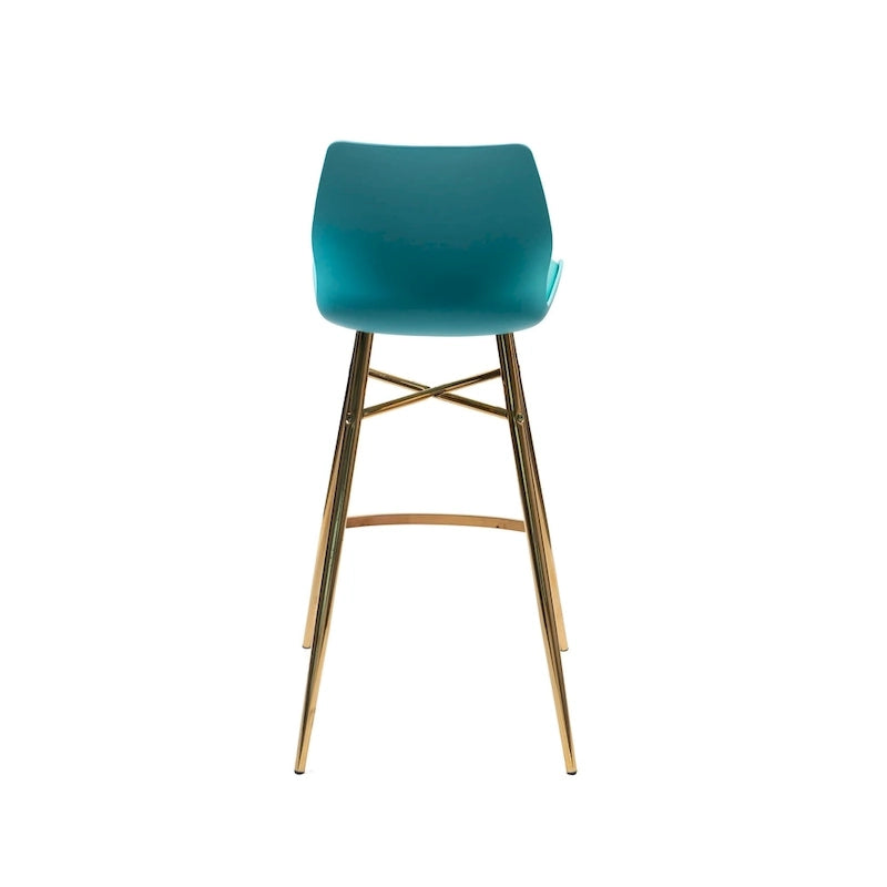 Set di 2 Sgabelli da Bar, Pelle Sintetica, Gambe Cromate Oro