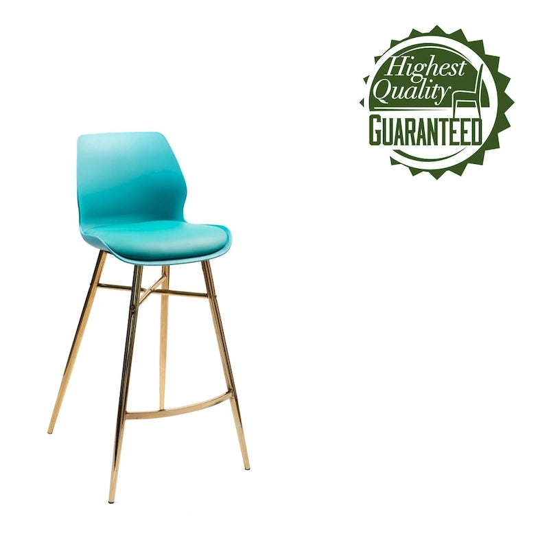 Set di 2 Sgabelli da Bar, Pelle Sintetica, Gambe Cromate Oro