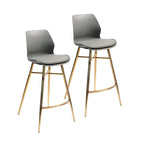 Set di 2 Sgabelli da Bar, Pelle Sintetica, Gambe Cromate Oro