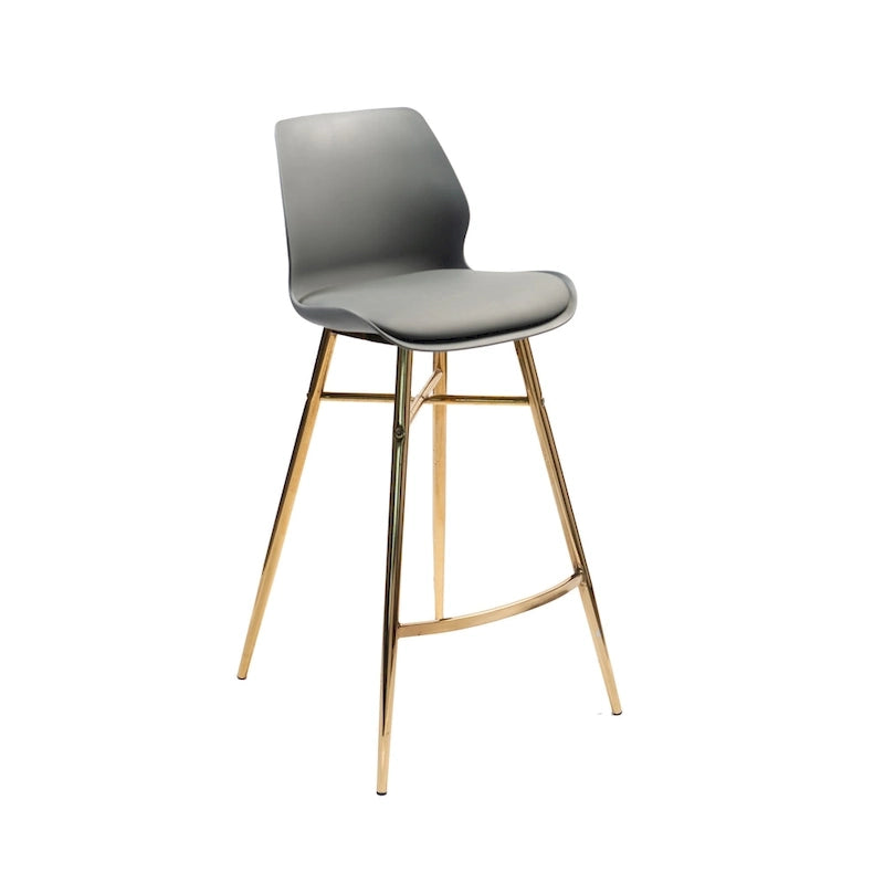 Set di 2 Sgabelli da Bar, Pelle Sintetica, Gambe Cromate Oro