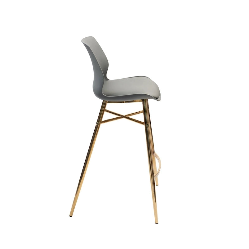 Set di 2 Sgabelli da Bar, Pelle Sintetica, Gambe Cromate Oro