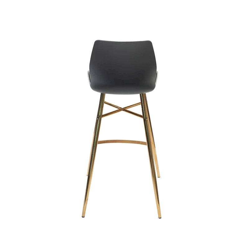 Set di 2 Sgabelli da Bar, Pelle Sintetica, Gambe Cromate Oro
