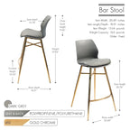 Set di 2 Sgabelli da Bar, Pelle Sintetica, Gambe Cromate Oro