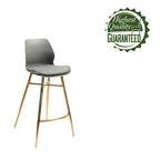 Set di 2 Sgabelli da Bar, Pelle Sintetica, Gambe Cromate Oro