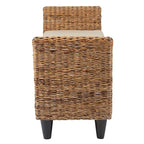 Panca in abaca naturale intrecciata con cuscino di