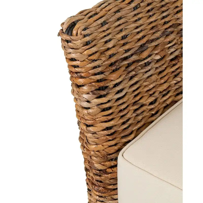 Panca in abaca naturale intrecciata con cuscino di