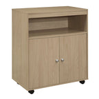 Mobiletto accentato a 2 ante con carrello da cucina per microonde (faggio)