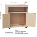 Mobiletto accentato a 2 ante con carrello da cucina per microonde (faggio)
