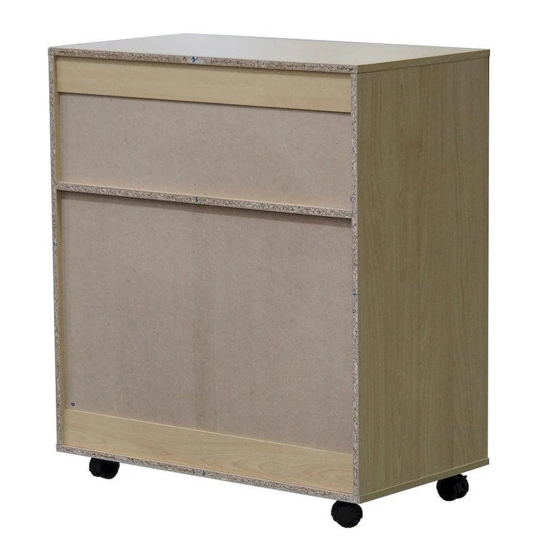 Mobiletto accentato a 2 ante con carrello da cucina per microonde (faggio)
