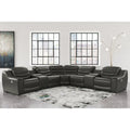 Divano sezionale reclinabile a 7 posti Signature Design by Ashley Center Line Dark Gray - 351W x 351D x 89H cm