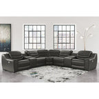 Divano sezionale reclinabile a 7 posti Signature Design by Ashley Center Line Dark Gray - 351W x 351D x 89H cm