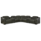 Divano sezionale reclinabile a 7 posti Signature Design by Ashley Center Line Dark Gray - 351W x 351D x 89H cm