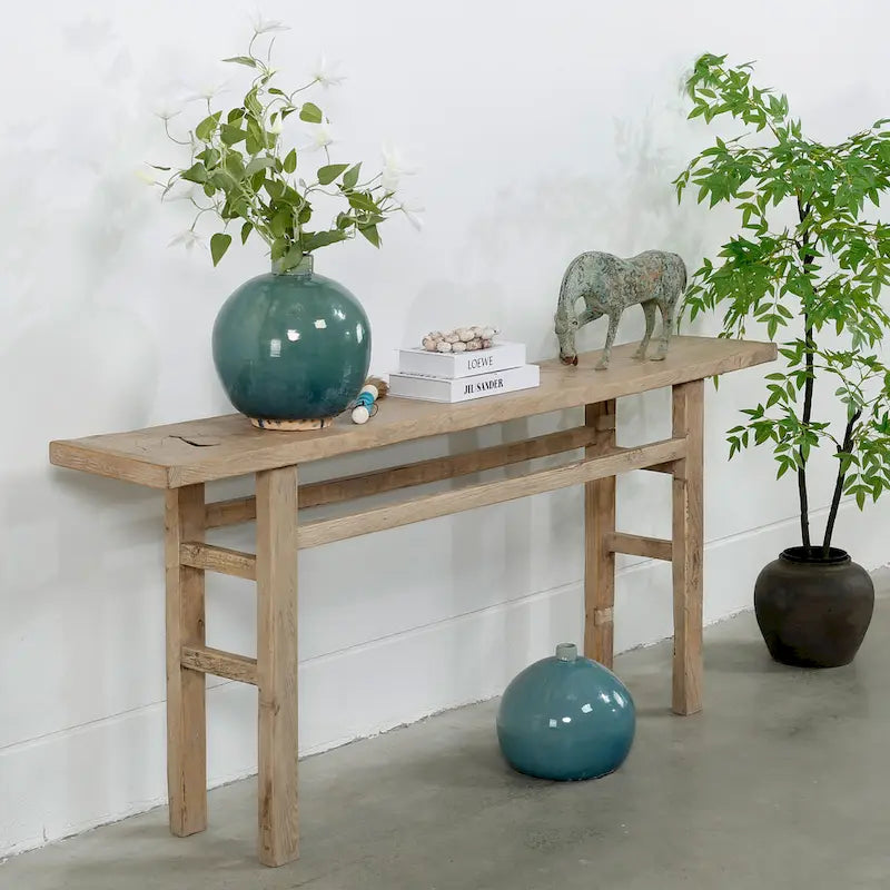 Consolle Vintage Legno Naturale Invecchiato 72x12x30H