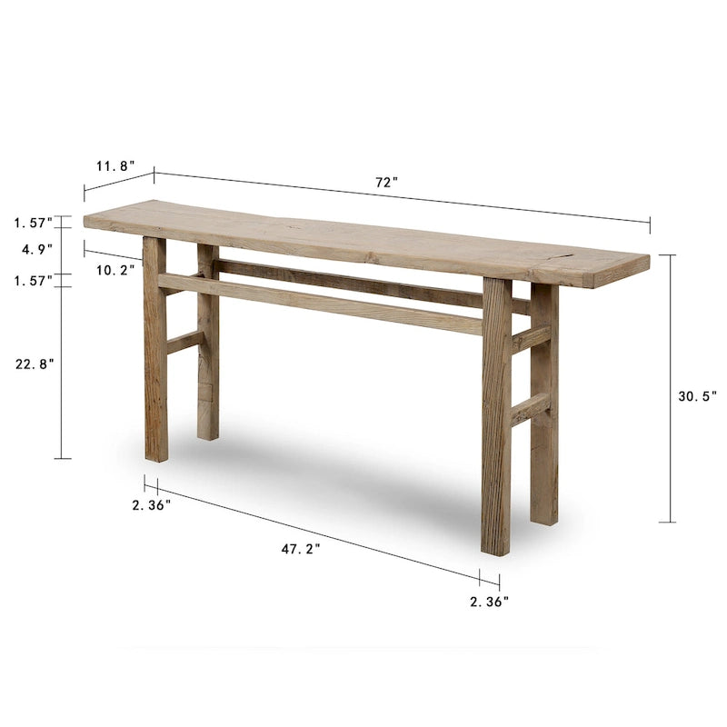Consolle Vintage Legno Naturale Invecchiato 72x12x30H