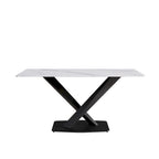63Modern Dining Table, Tavolo da pranzo con piano in pietra sinterizzata bianca e base in acciaio Moran Violet - N/A