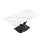 63Modern Dining Table, Tavolo da pranzo con piano in pietra sinterizzata bianca e base in acciaio Moran Violet - N/A