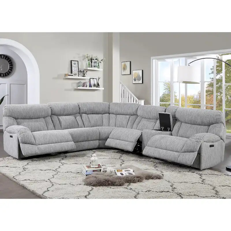 Divano sezionale reclinabile elettrico Steve Silver Palisade a 6 pezzi grigio