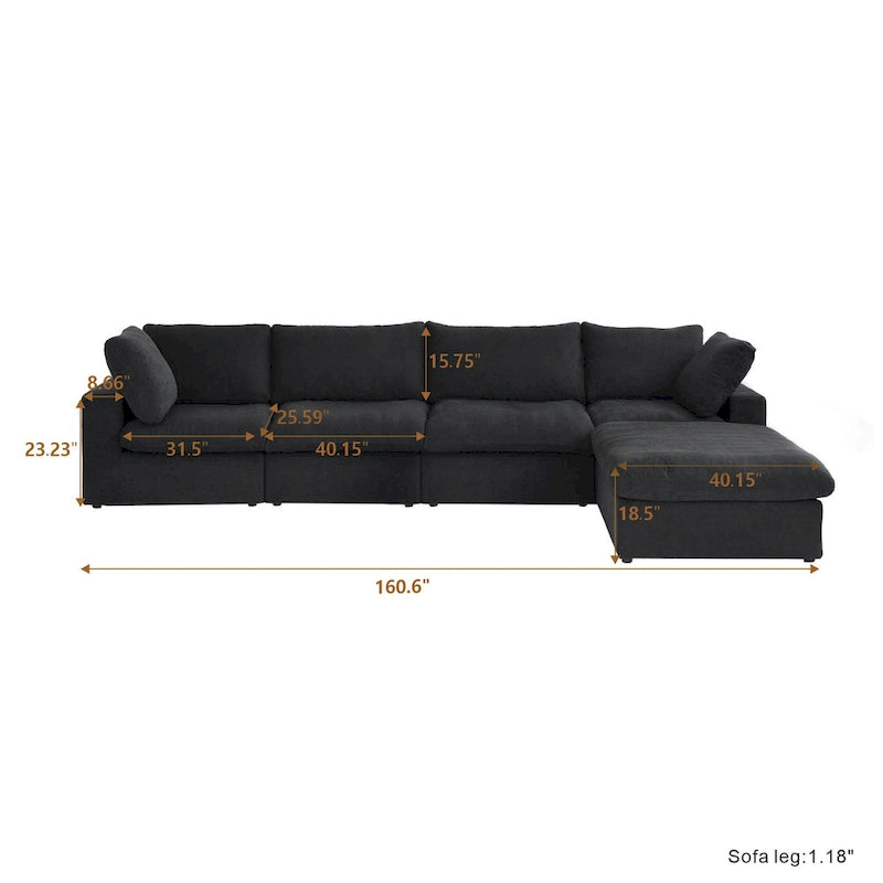 Canapés d'angle pour salon, canapé sectionnel convertible modulaire moderne avec housses de coussin amovibles