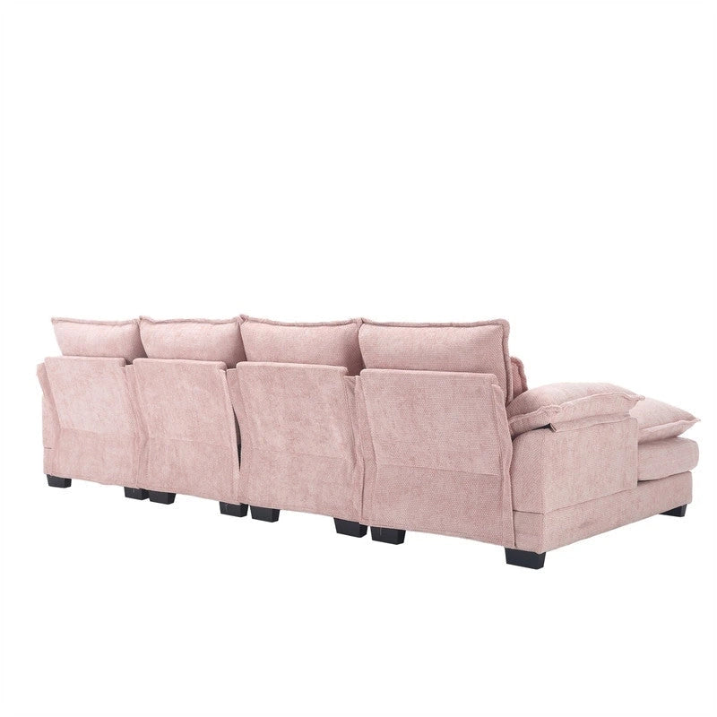 Divano componibile Cloud per soggiorno, divano a U moderno in ciniglia/bouclé, comodo divano letto modulare con doppia chaise longue