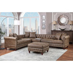 Set divano componibile in 4 pezzi rivestito in similpelle con gambe in legno