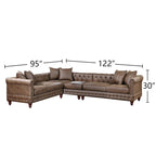 Set divano componibile in 4 pezzi rivestito in similpelle con gambe in legno