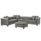Set divano componibile in 4 pezzi rivestito in similpelle con gambe in legno