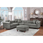 Set divano componibile in 4 pezzi rivestito in similpelle con gambe in legno