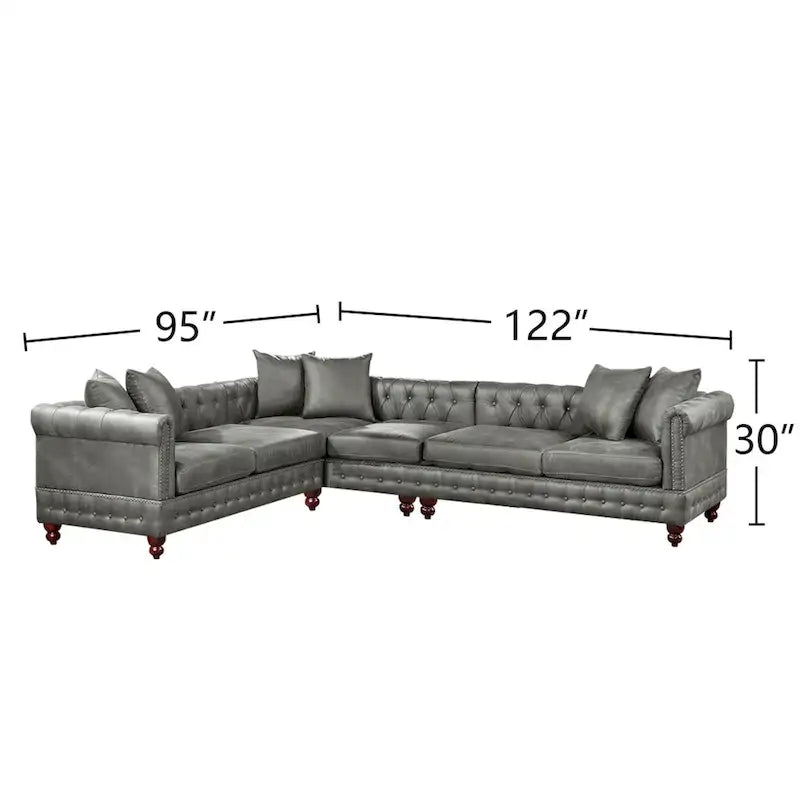Set divano componibile in 4 pezzi rivestito in similpelle con gambe in legno