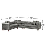 Set divano componibile in 4 pezzi rivestito in similpelle con gambe in legno