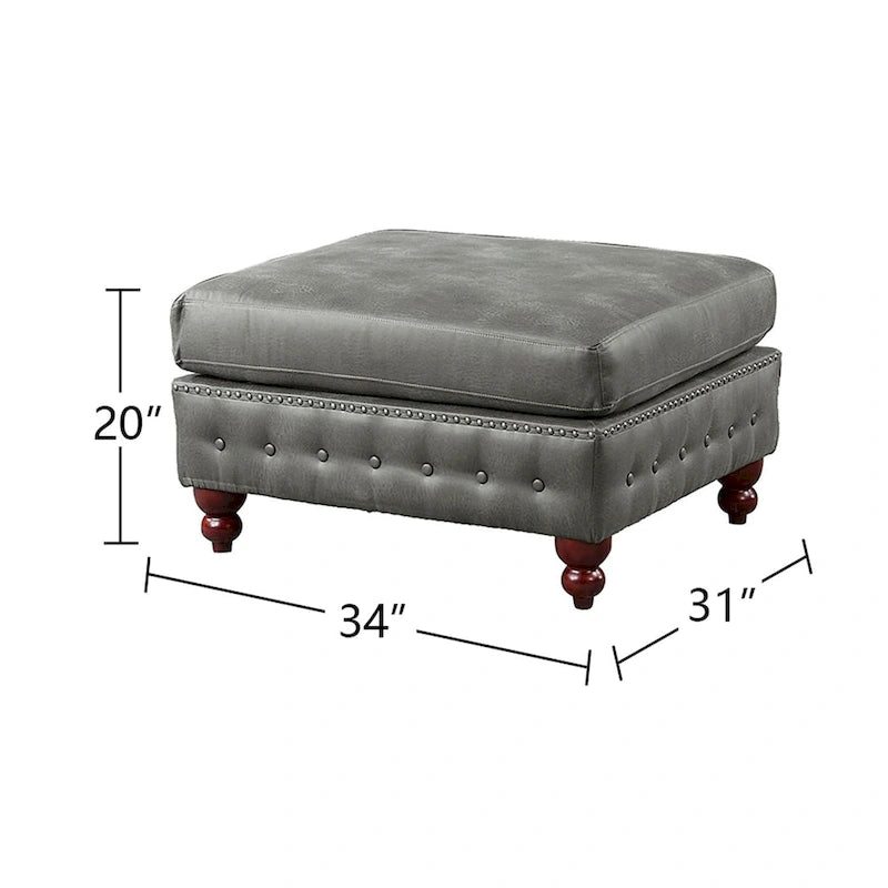 Set divano componibile in 4 pezzi rivestito in similpelle con gambe in legno