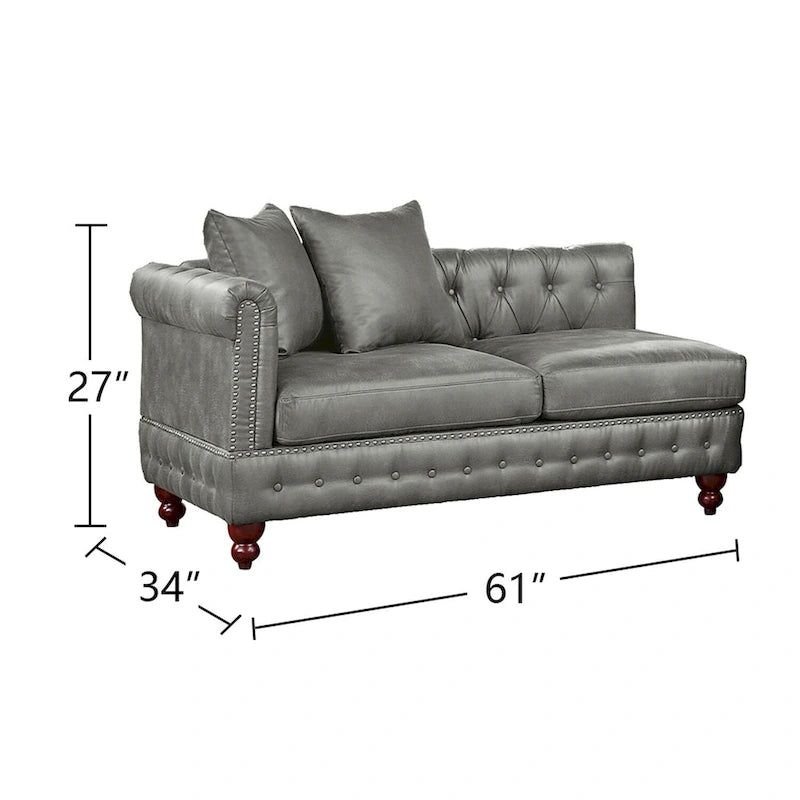 Set divano componibile in 4 pezzi rivestito in similpelle con gambe in legno
