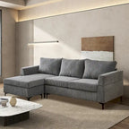 Divano a L con chaise longue reversibile in tessuto di poliestere HOOOWOOO per soggiorno