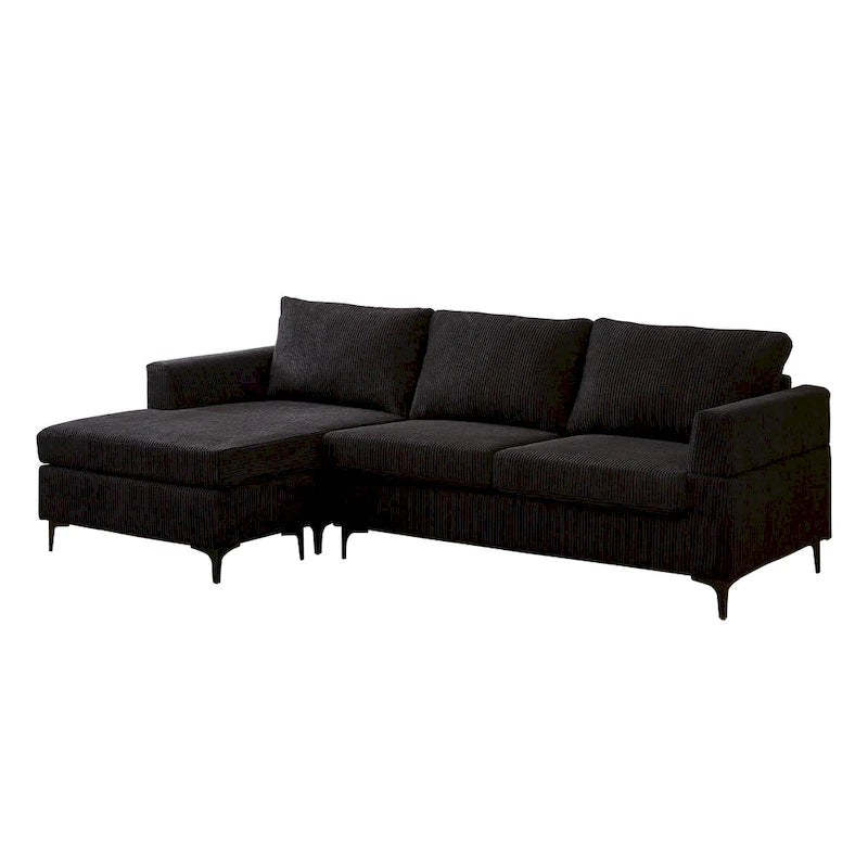 Divano a L con chaise longue reversibile in tessuto di poliestere HOOOWOOO per soggiorno