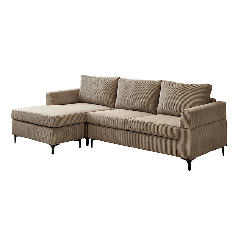 Divano a L con chaise longue reversibile in tessuto di poliestere HOOOWOOO per soggiorno