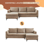 Divano a L con chaise longue reversibile in tessuto di poliestere HOOOWOOO per soggiorno