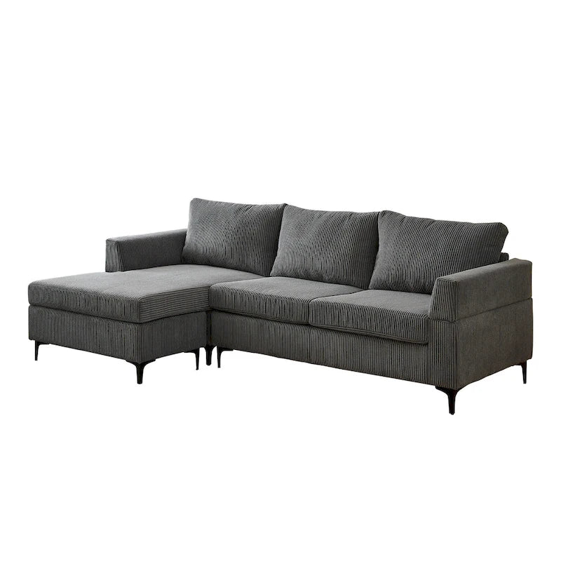 Divano a L con chaise longue reversibile in tessuto di poliestere HOOOWOOO per soggiorno