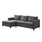 Divano a L con chaise longue reversibile in tessuto di poliestere HOOOWOOO per soggiorno