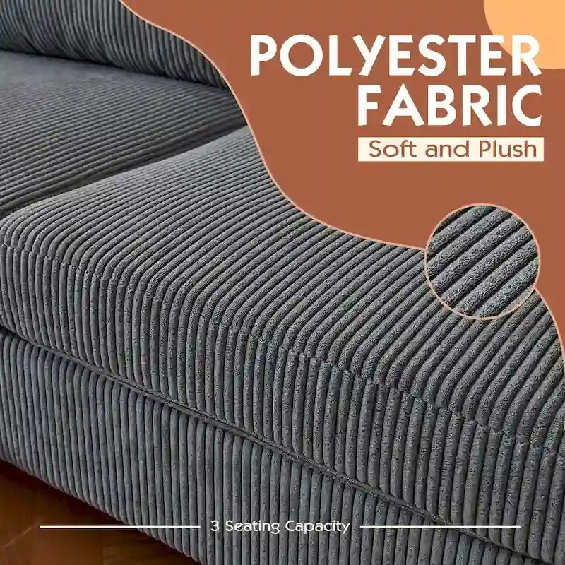Divano a L con chaise longue reversibile in tessuto di poliestere HOOOWOOO per soggiorno
