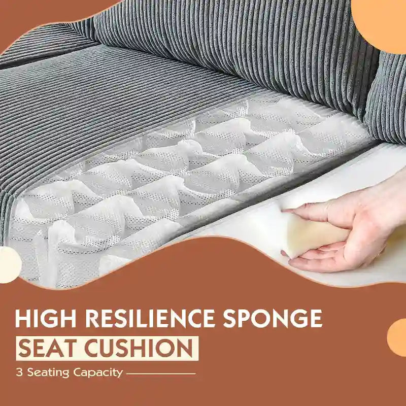 Divano a L con chaise longue reversibile in tessuto di poliestere HOOOWOOO per soggiorno