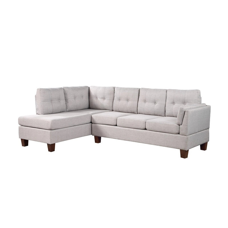Divano Sezionale Moderno Dalia in Lino con Chaise Longue a Sinistra