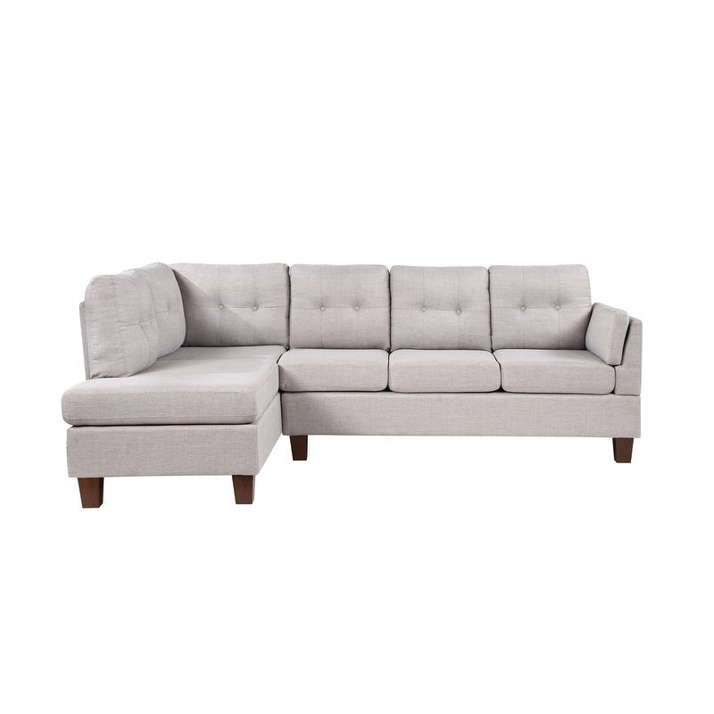 Divano Sezionale Moderno Dalia in Lino con Chaise Longue a Sinistra