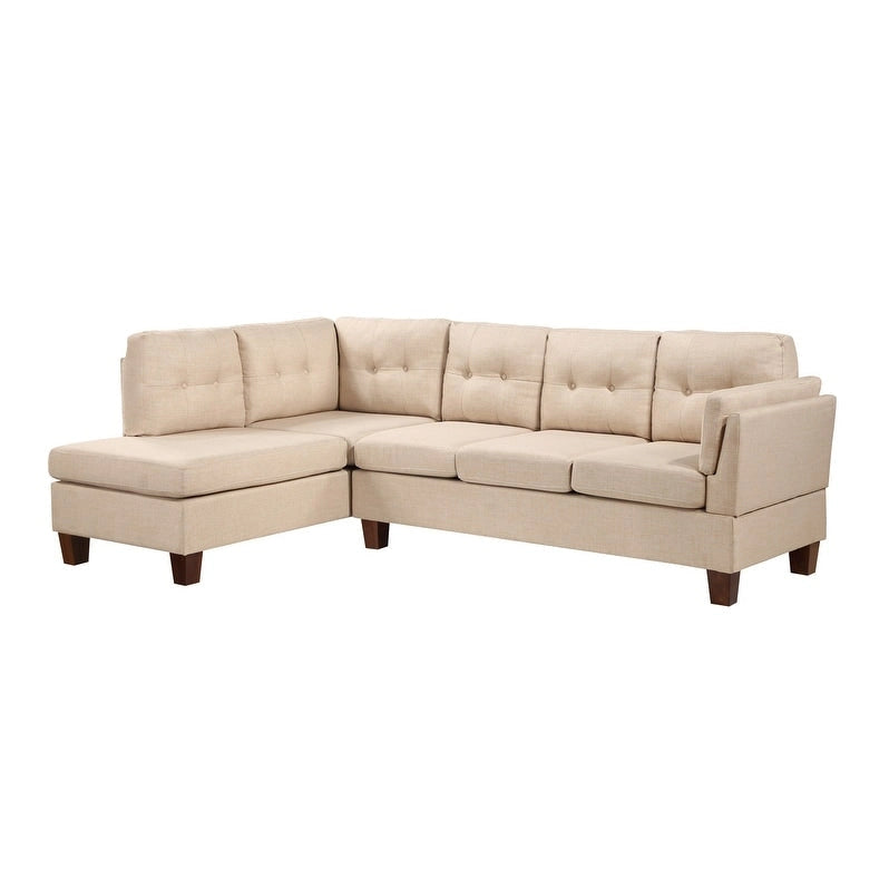 Divano Sezionale Moderno Dalia in Lino con Chaise Longue a Sinistra