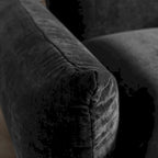 Divano Sezionale Moderno in Ciniglia Nera, Comodo Divano Modulare con Pouf